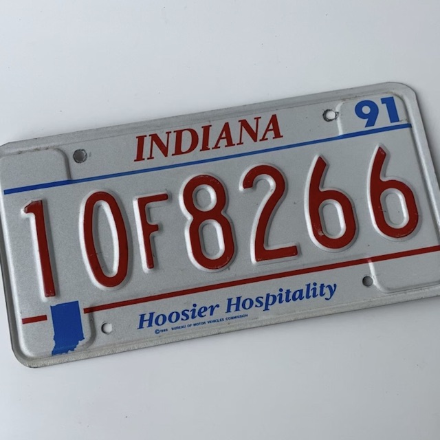 NUMBER PLATE, USA - White Red Indiana